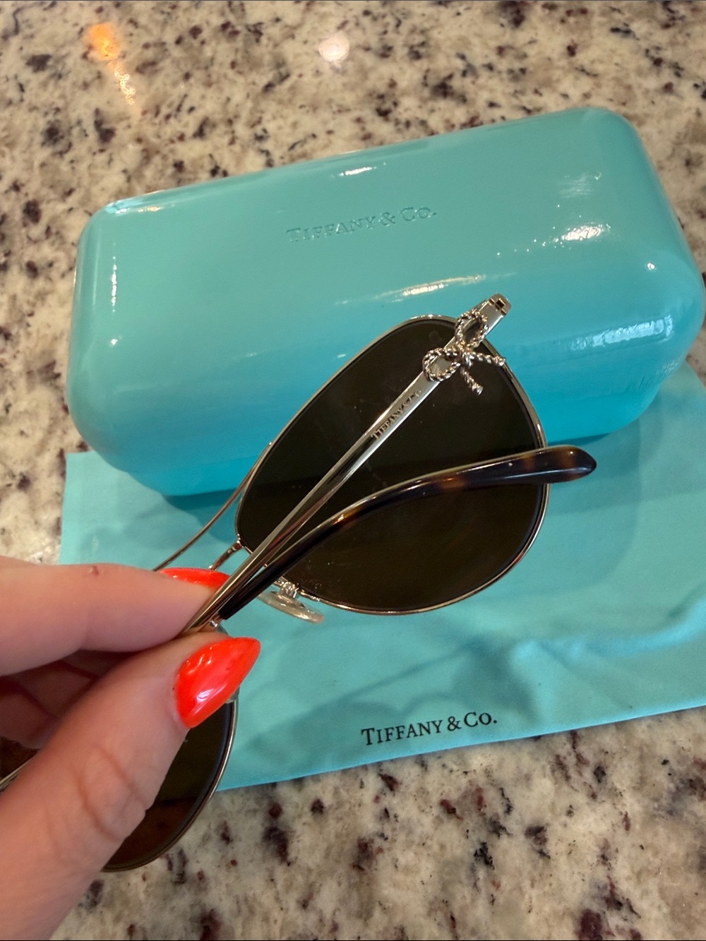 Tiffany & Co. Women's Aviator Sunglasses with Tiffany Blue Case - Picture 2 of 4